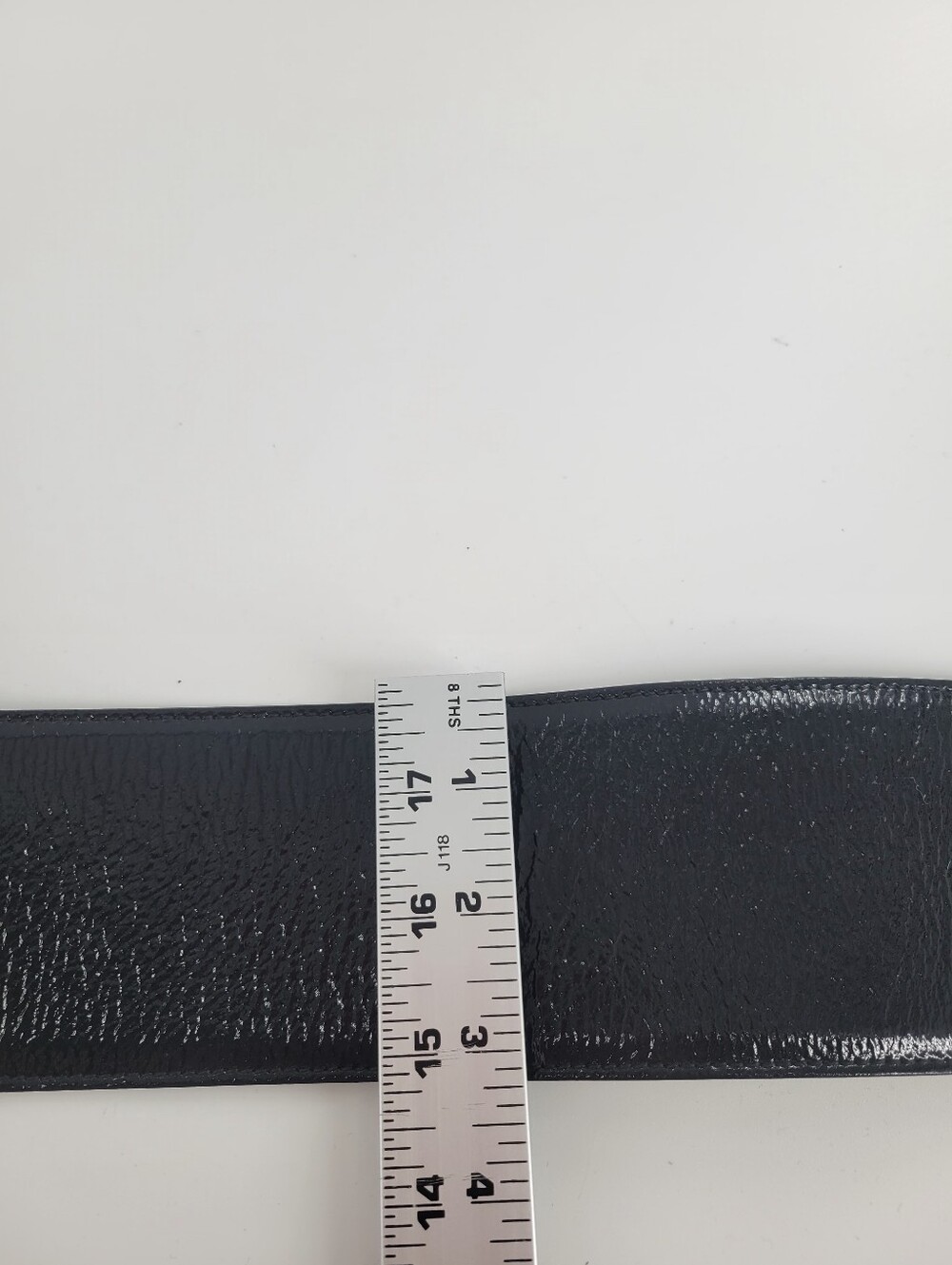 Yves Saint Laurent Black Embossed Leather Logo Panel Belt Size L - Picture 3 of 5
